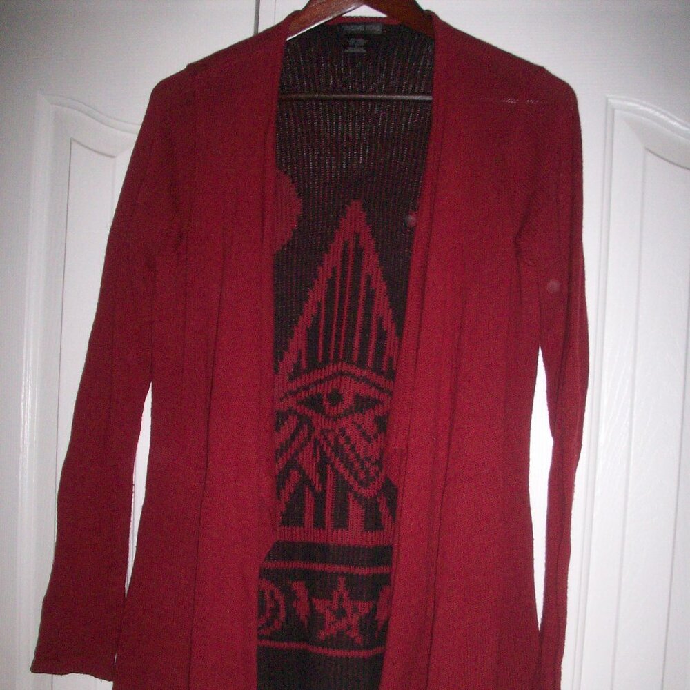Illuminati Cardigan Sweater Duster Goth Witchy Midnight Hour Womens Size Small